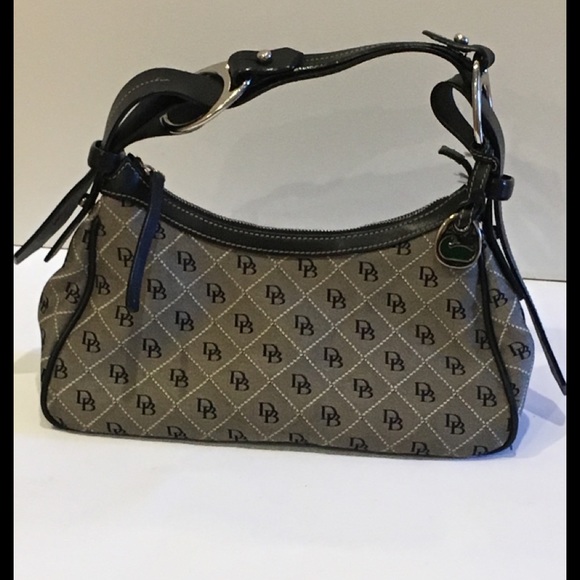 Dooney & Bourke Handbags - Dooney & Bourke Black/Canvas Logo Shoulder Bag